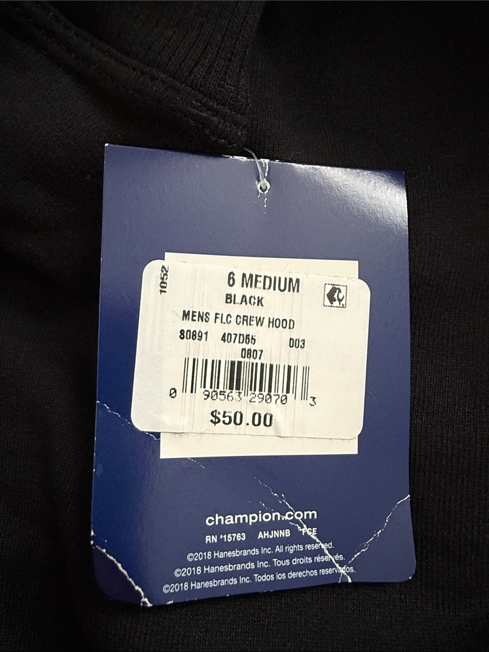 Champion Black Full-Zip Hoodie with Gray Hood Lining - Picture 2 of 2